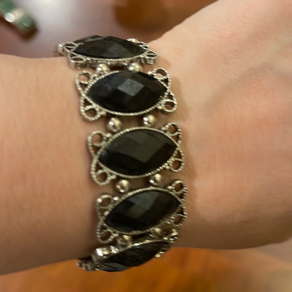 Black and Silver marcasite vintage style bracelet new